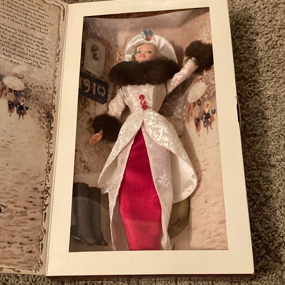 New Barbie Holiday memories, Elegant White and Red Doll with Fur Accents